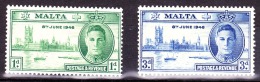 Malta, 1946, SG 232 - 233, Mint Very Lightly Hinged - Malta (...-1964)