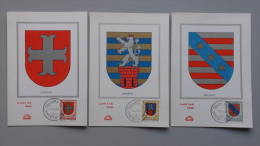 Luxemburg 595/7 Yt 554/6 Maximumkarte MK/MC, ESST, Caritas 1958, Kantonalwappen - Maximum Cards
