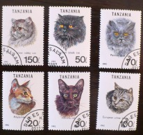 TANZANIE CHATS, Chat, Cats, Gatos. Série Complete Oblitérée émise En 1992. Satisfaction Assurée - Gatos Domésticos
