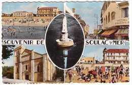 Souvenir De Soulac Sur Mer -  Rue De La Plage église Jeux Baignade Grande Plage - Circulé 196? - Soulac-sur-Mer