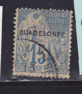 GUADELOUPE N° 19a 15C BLEU TYPE DEESSE ASSISE SURCHARGE GUADELONPE OBL - Used Stamps