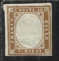 ITALIA REGNO ITALY KINGDOM 1863 VITTORIO EMANUELE II CENT. 10 BRUNO BISTRO  MH - Ungebraucht