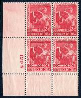 CUBA 1947 LIVESTOCK SHOW Plate BLOCK MNH COW, CATTLE, BOVINE ANIMALS - Unused Stamps