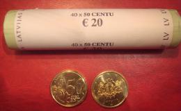 Latvia / Lettonia / Lettland   2014 EURO COIN  40 X 50 Euro Cents Bank Roll - UNC - Letonia