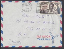 A.E.F - 1956 -  GOUVERNEUR GENERAL EBOUE SUR LETTRE DE BRAZZAVILLE POUR CANNES - FR - - Covers & Documents