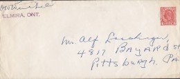 Canada Postal Stationery Ganzsache Entier ELMIRA Ontario 1951 Cover Lettre To PITTSBURGH USA King George VI - 1903-1954 Reyes