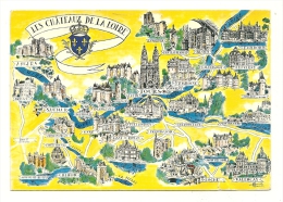 Cp, Carte Géographique, Les Châteaux De La Loire, Voyagée 1982 - Carte Geografiche