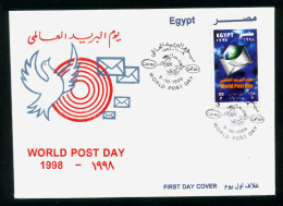 EGYPT / 1998 / AIRMAIL / WORLD POST DAY / GLOBE / ENVELOPE / FDC - Storia Postale