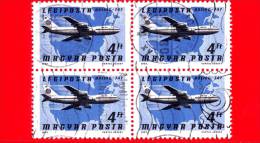 UNGHERIA - MAGYAR - 1977 - Compagnie Aeree E Mappe - Aerei - Boeing 747 - Pan Am - 4 P.a. - Quartina - Used Stamps