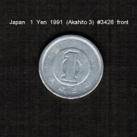 JAPAN    1  YEN   1991  (AKIHITO 3---HEISEI PERIOD)  (Y # 95.2) - Japón