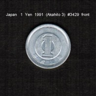 JAPAN    1  YEN   1991  (AKIHITO 3---HEISEI PERIOD)  (Y # 95.2) - Japón