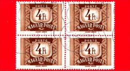 UNGHERIA - MAGYAR - 1969 - Segnatasse - Postage Due - Numero - 4 - Quartina - Postage Due