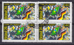 Brazil 1974 Mi. 1445    0.40 (Cr) Fusballweltmeisterschaft World Championship Football 4-Block !! - Used Stamps