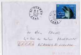 DOLPHIN Dauphin Delfin French Stamp Postmarked 22 10 2002 On Cover - Dolphins