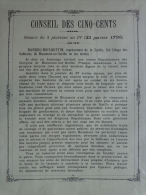 AFFICHE ORIGINALE-CONSEIL DES CINQ CENTS- 3 PLUVIOSE AN IV-1796-BARBOU BOISQUENTIN BEAUMONT SUR SARTHE- LE MANS LEBRAULT - Plakate