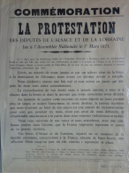 AFFICHE ORIGINALE-COMMEMORATION LA PROTESTATION DES DEPUTES ALSACE LORRAINE -1ER MARS 1871- ASSEMBLEE NATIONALE - Affiches