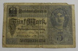 Billet  5 Fünf Mark 1 August 1917 Reichstchuldenvermaltung - Darlehnskttentchein - 5 Mark