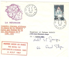 LBL21 - LA REUNION 1ère LIAISON AIR FRANCE PAR BOEING 707 ST DENIS-PARIS  LE 8/8/1967 - Airmail