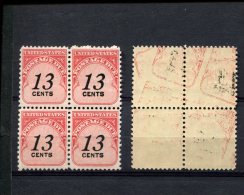 239311585 USA POSTFRIS MINT NEVER HINGED POSTFRISCH EINWANDFREI    SCOTT J103 BLOK OF 4 WITH PRINT TRACES ON GUMSIDE - Franqueo