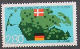 DÄNEMARK DANMARK DANIMARK  MITLÄUFER 1985 - BONN-KOPENHAGENER ERKLÄRUNG Flag Flags Map Maps MNH ** - Unused Stamps
