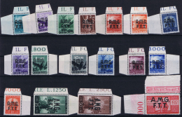 Italy  AMG FTT , Sa / Mi 1 - 17 MNH/**, Signiert / Signed / Approvato Müller - Basel, 100l, 25l 50 C Have A Fold - Mint/hinged