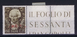 Italy  AMG FTT, Sa 48 , Mi 72 MNH/** Hinged At Label - Nuevos