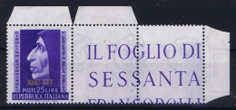 Italy  AMG FTT,Sa 154, Mi 185, MNH/** Signiert / Signed / Approvato Müller – Basel Hinged At Label - Ungebraucht