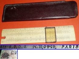 Ancienne Petite Règle à Calculer De Calcul étui Cuir UNIS France Morin Paris KW Abaque - Autres & Non Classés