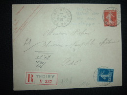 LR ENTIER SEMEUSE 10C  + TP SEMEUSE 25C OBL. 28-3-13 THOIRY SEINE ET OISE (78 YVELINES) + GRIFFE - Standard Covers & Stamped On Demand (before 1995)