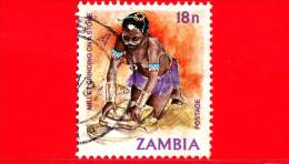 ZAMBIA  - 1981 - Beni Culturali - Donna - Mille Grinding On A Stone - 18 - Zambia (1965-...)