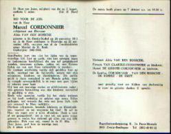 Souvenir Mortuaire CORDONNIER, Marcel (1911-1978) Geboren Te SINT-DENIJS-BOEKEL Overleden Te HOREBEKE Oudstrijder 40/45 - Albums & Katalogus