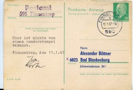 DDR P77 A Antwort-Postkarte ZUDRUCK BÖTTNER #3 Finnentrop 1967 - Cartes Postales Privées - Oblitérées