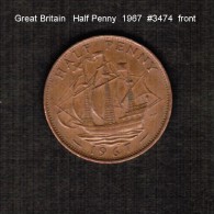 GREAT BRITAIN    1/2  PENNY   1967  (KM # 896) - C. 1/2 Penny