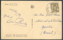 10 Centimes Petit Sceau De L'Etat Obl; Sc CONVOYEUR TRAIN 1208 Sur C.P. De HOUYET Le 25-6-1936 Vers Gosselies.  Qualité - Bahnpoststempel