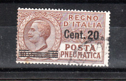 Italia     -   1924.  Pneumatica  20 C. Su 10 Bruno. Viaggiato - Poste Pneumatique