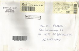 Austria 2002 Wien Post Office Meter Franking EMA ATM Barcoded Registered Cover - Franking Machines (EMA)