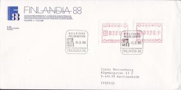 Finland HELSINKI 1986 Cover Brief To KATRINEHOLM Sweden ATM / Frama Labels FINLANDIA Cachet - Machine Labels [ATM]