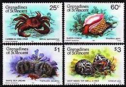 GRENADINES SAINT VINCENT Faune Marine, Coquillages, Shell (Yvert 374/77) Serie Complete ** MNH - Muscheln