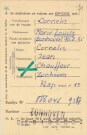 Kaart "spaarkas + D´Epargne" Met Naamstempel (Griffe) ZONHOVEN En Verso Cirkelstempel - Linear Postmarks