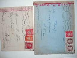 2 LETTRES 1942 ET 1943 PETAIN Type Hourriez 1 F Et 0,70 F Et Bersier 1,50  F Et 2,40 F - Briefe U. Dokumente