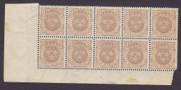 Sweden 1911 Mi. 66    3 Öre Wappen In 10-Block (2 Scans) MNH - Unused Stamps