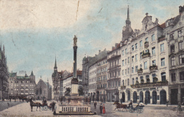 ALLEMAGNE,GERMANY,DEUTSCH LAND,MUNCHEN EN 1910,relief,MUNICH,MARIEN PLATZ,HOTEL,attelage - München