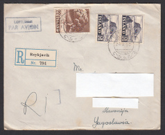 ICELAND / ISLAND - Reykjavik, Year 1950, Cover, Registered, Par Avion, Air Mail - Cartas & Documentos