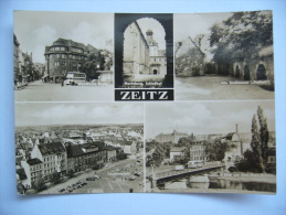Germany: Zeitz - Mehrbildkarte - Wendische Straße, Alte Stadtmauer, Alt Autobus, Double-decker Bus - 1972 Used - Zeitz