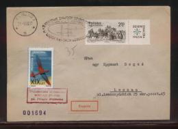 POLAND 1966 2ND NATIONAL GLIDING CHAMPIONSHIPS COMM COVER BOCIAN GLIDER FLOWN COVER ELBLAG A RECEIVER CINDERELLA STAMP - Planeadores