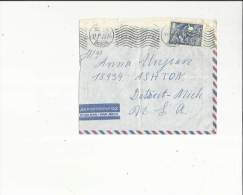 Enveloppe  Timbrée Par Avion De Omonia Grece Adressé A  Mrs Anna Unjian A Detroit Michigan U S A - Storia Postale