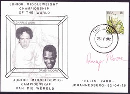 South Africa - 1982 Signed Card By Davey Moore - Boxing Fight Against Charlie Weir At Ellis Park - Covers & Documents