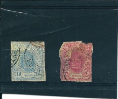 LUXEMBURG-Luxembourg : N°6+7(non Compté, Abîmé) Obli. - 1859- Cote : 25,00€ - 1859-1880 Wappen & Heraldik