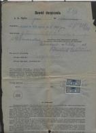 POLAND 1918 COURT DELIVERY DOCUMENT TIED WITH 2 X 1908 10H COURT DELIVERY REVENUE STAMPS - Revenue Stamps