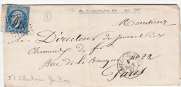 1867, 51 MAYENNE , GC 918 CHATEAU-GONTIER   Pour PARIS /4615 - 1849-1876: Période Classique